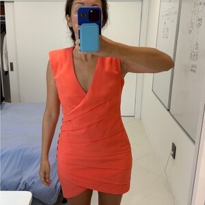 Patrizia Pepe Orange Ruched Wrap Mini Dress